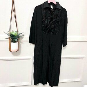 Julie Harrah Black Polka Dot Silk Long Sleeve Dress Cover Up Size XS/S